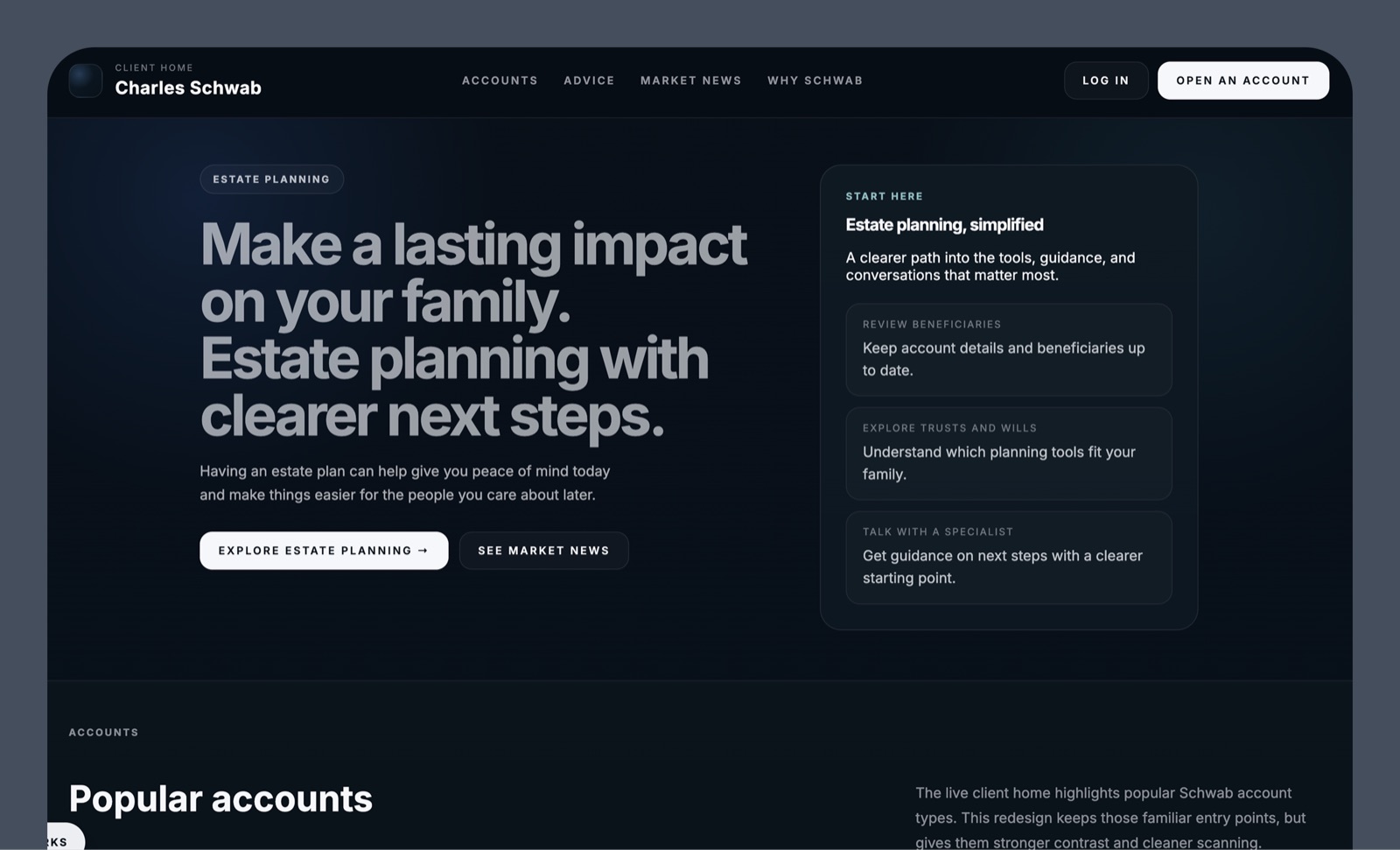 Charles Schwab redesign preview